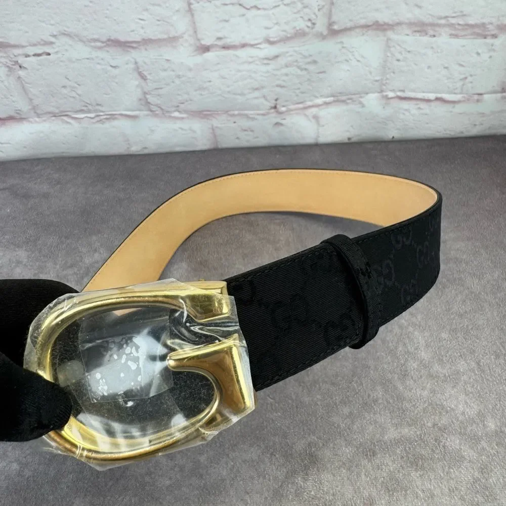 NEW Gucci Black GG Monogram Lurex Canvas Belt - Picture 3 of 13